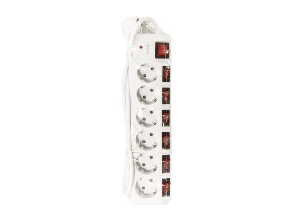 LogiLink LPS250, 1,5 m, 6 AC-pistorasia(a), Sisätila, Tyyppi F, Type F (CEE 7/4), IP20