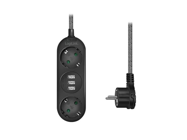 LogiLink LPS262U, 1,5 m, Innendørs, IP20, 1,5 mm², Sort, CE