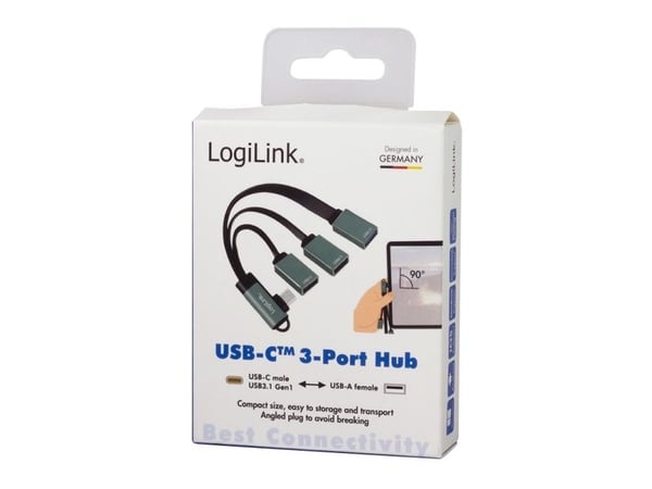 LogiLink UA0361, USB 3.2 Gen 1 (3.1 Gen 1) Type-C, USB 2.0, USB 3.2 Gen 1 (3.1 Gen 1) Type-A, 5000 Mbit/s, Sølv, Aluminium, RoHS