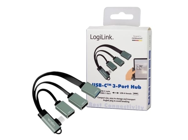 LogiLink UA0361, USB 3.2 Gen 1 (3.1 Gen 1) Type-C, USB 2.0, USB 3.2 Gen 1 (3.1 Gen 1) Type-A, 5000 Mbit/s, Sølv, Aluminium, RoHS