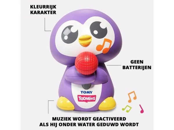 Tomy Toomies Tuneless Penguin, Bade leke, Gutt/Jente, 1 år, Gir fra seg lyd, Plast, Flerfarget