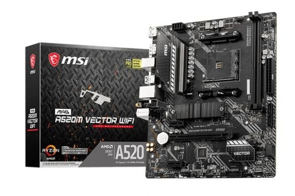 MSI MAG A520M VECTOR WIFI - Emolevy - micro-ATX - Socket AM4 - AMD A520 piirisarja - USB 3.2 Gen 1 - Gigabit LAN, Wi-Fi, Bluetooth - sisäinen grafi...