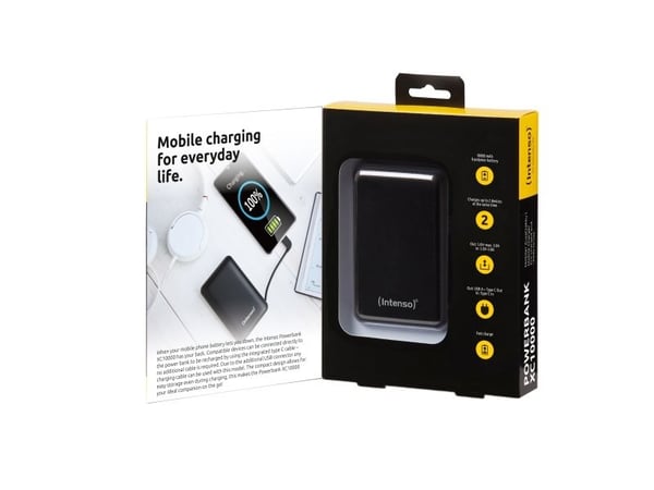 Intenso XC10000 - Strømbank - 10000 mAh - 3 A - 2 utgangskontakter (USB, USB-C) - svart