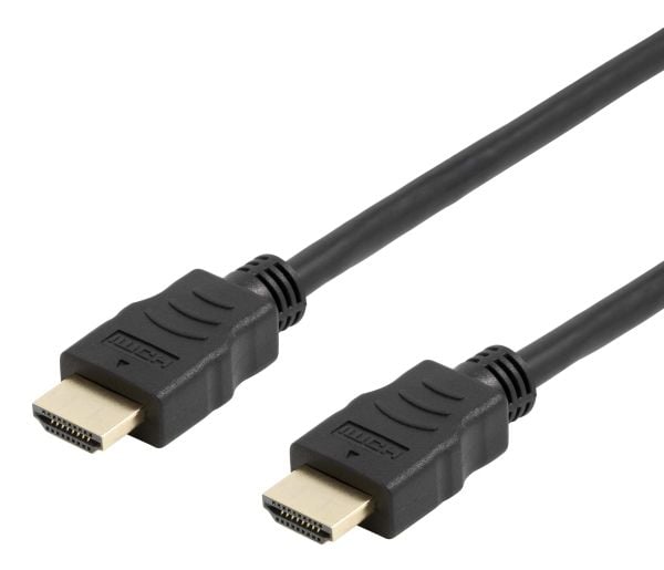 DELTACO HDMI-1020D-FLEX - High Speed - HDMI-kaapeli med Ethernet - HDMI han til HDMI han - 2 m - lajittelu - 4K-tuki
