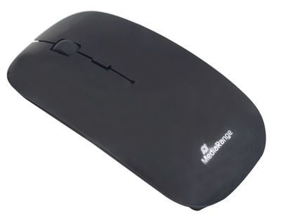 MediaRange MROS215 - Mus - optisk - 3 knapper - trådløs - 2.4 GHz - USB trådløs mottaker - skinnende svart