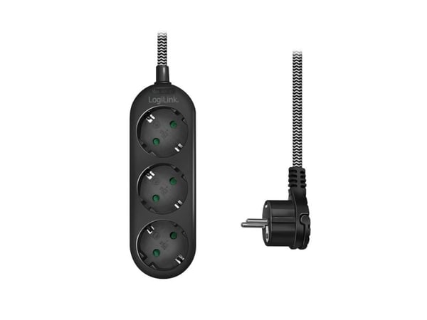 LogiLink LPS261, 1,5 m, 3 AC-pistorasia(a), Sisätila, IP20, 1,5 mm², Musta, Valkoinen