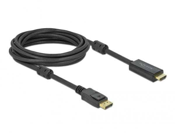 Delock - Adapterkabel - DisplayPort hann låsing til HDMI hann - 5 m - trippel beskyttelse - svart - 4K-støtte, aktiv