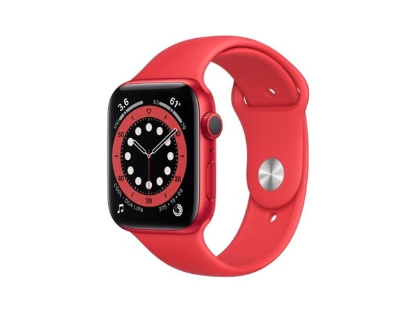 Apple Watch Series 6 (GPS) - (PRODUCT) RED - 44 mm - rød aluminium - smartklokke med sportsbånd - fluorelastomer - rød - båndbredde: S/M/L - 32 GB ...