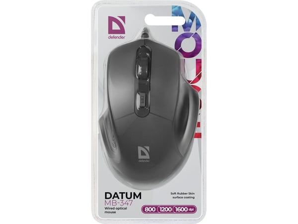 Defender Datum MB-347, Optinen, USB A-tyyppi, 1600 DPI, Musta