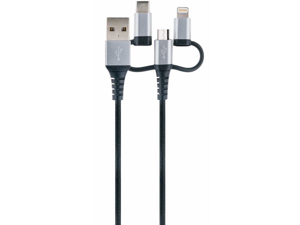 Schwaiger LKU 100, 1,5 m, USB A, Micro-USB B, USB 2.0, 480 Mbit/s, Sort, Sølv