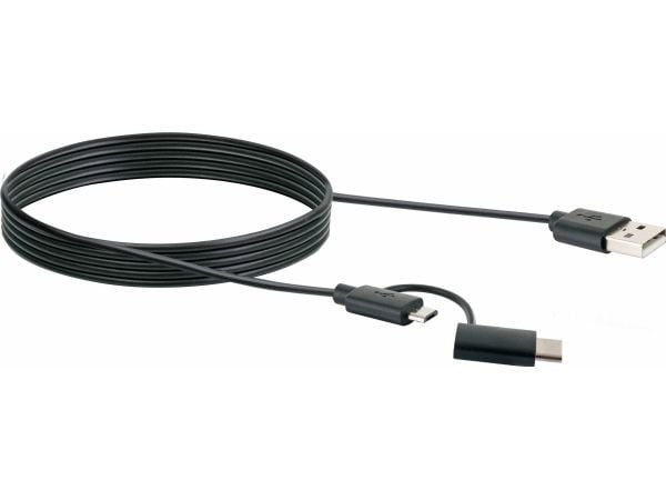 Schwaiger Professional - USB-kabel - USB (hann) til Micro-USB type B, 24 pin USB-C (hann) - USB 2.0 - 1 m - svart