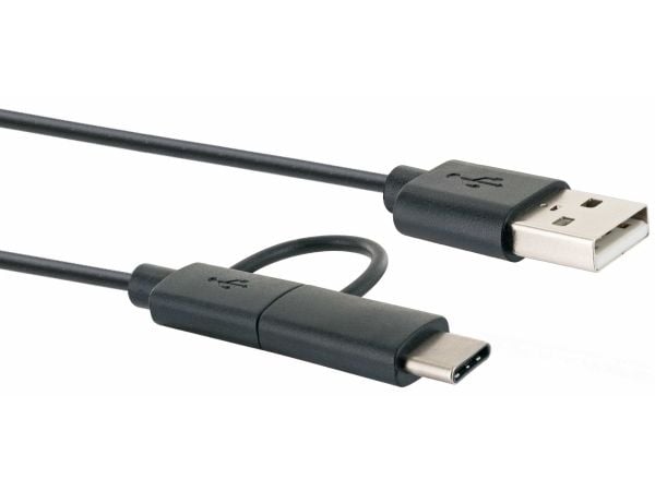 Schwaiger Professional - USB-kabel - USB (hann) til Micro-USB type B, 24 pin USB-C (hann) - USB 2.0 - 1 m - svart