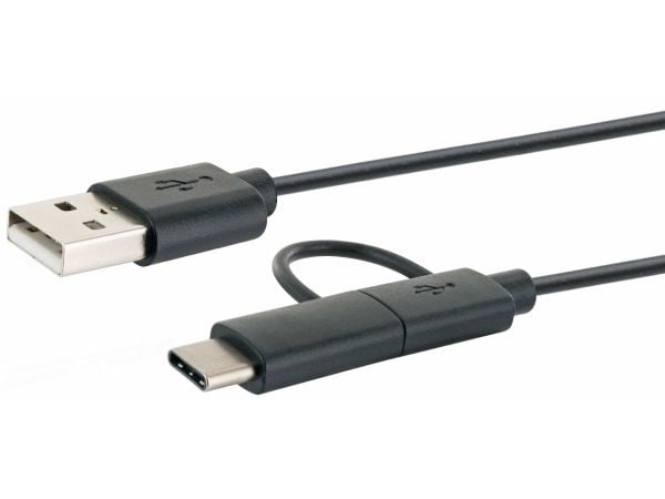 Schwaiger Professional - USB-kabel - USB (hann) til Micro-USB type B, 24 pin USB-C (hann) - USB 2.0 - 1 m - svart