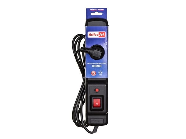 Activejet COMBO 3GN 3M, 3 m, 3 AC-utgångar, inomhus, Typ E, Typ E, Plast