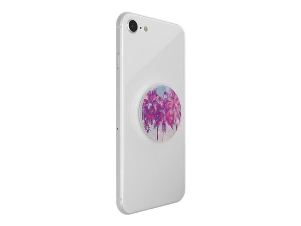PopSockets Swappable PopGrip - Fingergrep/stativ for mobiltelefon - Venice Beach - gulaktig hvit, pastellpalmer med solflekker