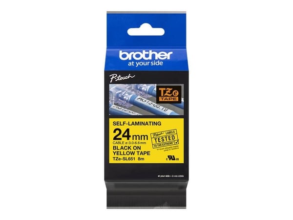 Brother TZe-SL651 - Selv-adhesiv - svart på gult - Rull (2,4 cm x 8 m) 1 kassett(er) laminert teip - for P-Touch PT-D800W, PT-E550WSP, PT-E550WVP