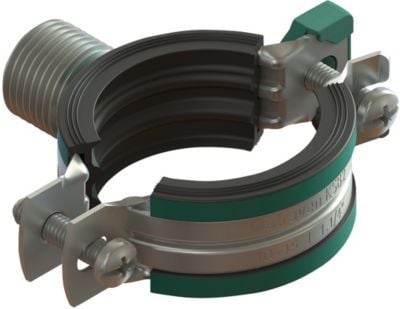 WALRAVEN KSB2 Kolminkertainen putkipuristin 2-ruuvinen sinkitty pikalukolla. Kierteitetty muhvi M8/10/½". Melua vaimentava musta ja vihreä EPDM-kum...
