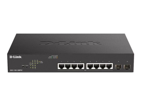 D-Link DGS-1100-10MPV2, Hallittu, L2, Gigabit Ethernet (10/100/1000), Power over Ethernet -tuki, Telineasennus, 1U