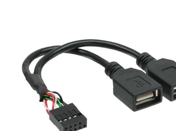 InLine 33440M, 2 x USB A, USB A, Musta