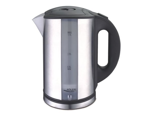 Adler AD 1216, 1,7 l, 2000 W, Sort, Sølv, Plast, Vannivåindikator, Filtrering