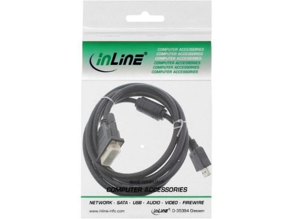 InLine 0.5m HDMI - DVI 18+1, 0,5 m, HDMI, DVI, Hanstik, Hanstik, Sort