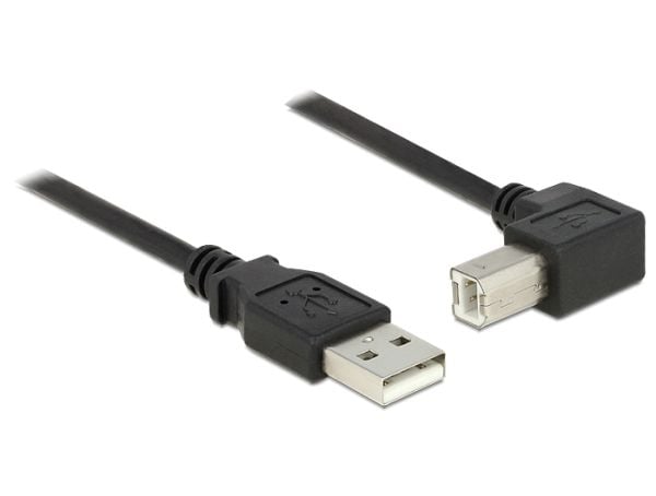 DeLOCK - USB-kaapeli - USB (han) til USB Type B (han) - USB 2.0 - 1,5 m - 90° stikforbindelse - sortti