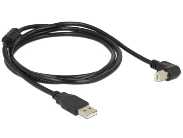 DeLOCK - USB-kaapeli - USB (han) til USB Type B (han) - USB 2.0 - 1,5 m - 90° stikforbindelse - sortti
