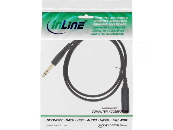InLine 99971, 6.35mm, Hankjønn, 6.35mm, Hunkjønn, 1 m, Sort