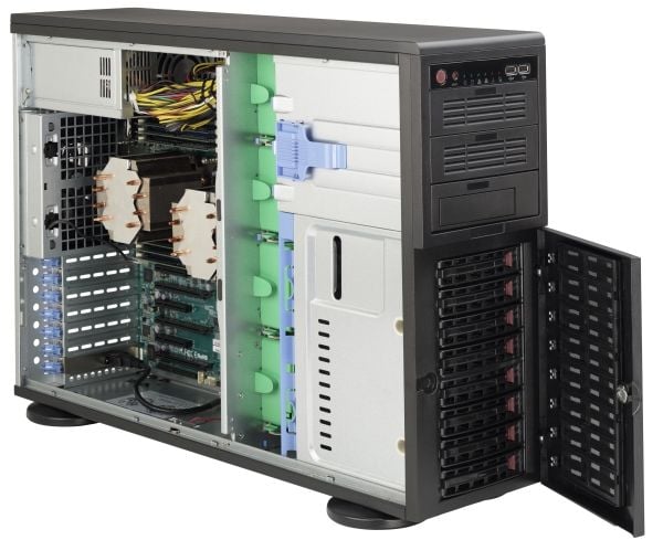 Supermicro SC743 AC-668B - Tower 4U - utvidet ATX (E-ATX) - SATA/SAS - hot-swap 668 watt - svart - USB