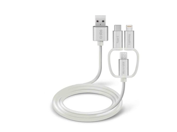 SBS TECABLEUSBIP531W, 1,2 m, USB A, Micro-USB A, Vit
