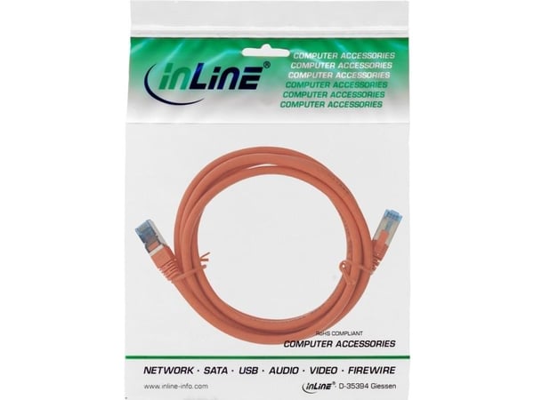 InLine 76803O, 3 m, Cat6a, S/FTP (S-STP), RJ-45, RJ-45