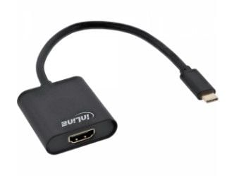 InLine 64101B, 0,2 m, USB Type-C, HDMI, Hankjønn, Hunkjønn, Gull