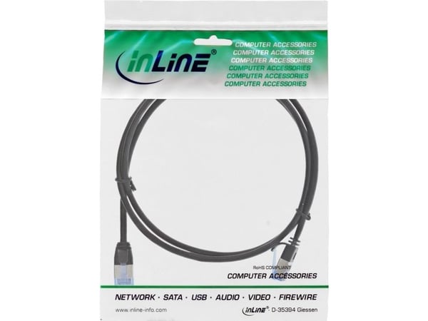 InLine 71902S, 2 m, Cat6a, U/FTP (STP), RJ-45, RJ-45, Svart
