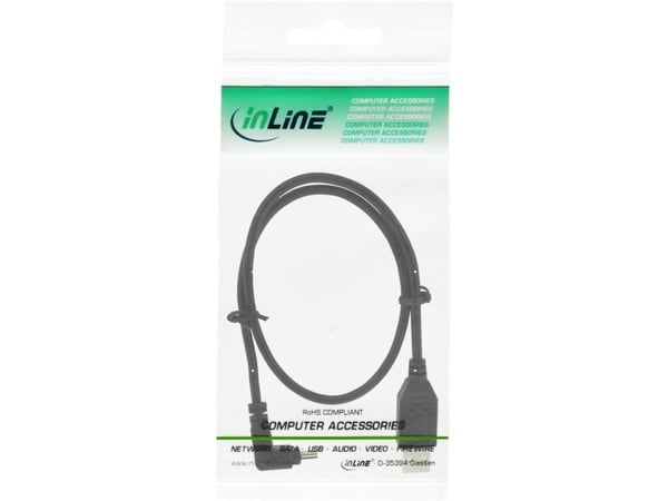 InLine 34103, 0,3 m, USB A, Mini-USB B, USB 2.0, Musta