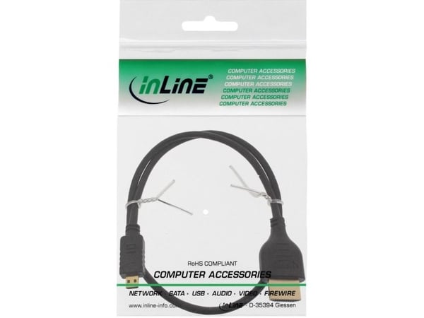 InLine - HDMI-kabel med Ethernet - HDMI hann til micro HDMI hann - 30 cm - trippel isolasjon - svart - støpt, 4K-støtte (17533D)