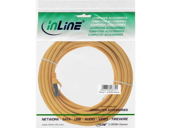 InLine 76815Y, 15 m, Cat6a, S/FTP (S-STP), RJ-45, RJ-45, Gult