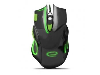 Esperanza MX401 HAWK - Mus - høyrehendt - optisk - 7 knapper - kablet - USB - svart/grønn