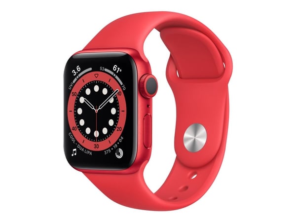 Apple Watch Series 6 (GPS) - (PRODUCT) RED - 44 mm - rød aluminium - smartklokke med sportsbånd - fluorelastomer - rød - båndbredde: S/M/L - 32 GB ...