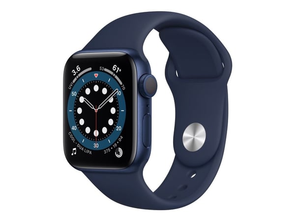Apple Watch Series 6 (GPS) - 40 mm - blå aluminium - smartklokke med sportsbånd - fluorelastomer - mørk marineblå - båndbredde: S/M/L - 32 GB - Wi-...