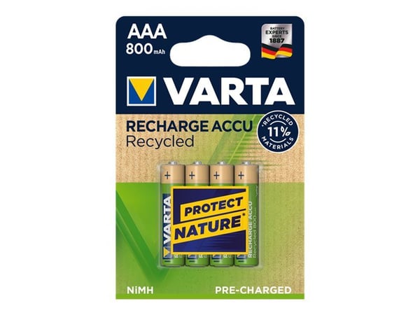 Varta Recharge Accu Recycled 56813 - Akku 4 x AAA - NiMH - (ladattava) - 800 mAh