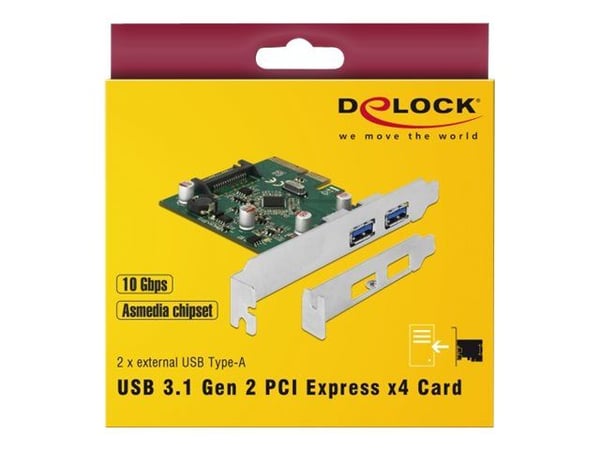 Delock - USB-adapter - PCIe 3.0 x4 lav profil - USB 3.1 Gen 2 x 2