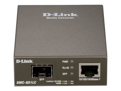 D-Link DMC G01LC - Fibermediekonverterare - 1GbE - 10Base-T, 1000Base-LX, 1000Base-SX, 1000Base-ZX, 100Base-FX, 100Base-TX, 1000Base-T - RJ-45 / SF...