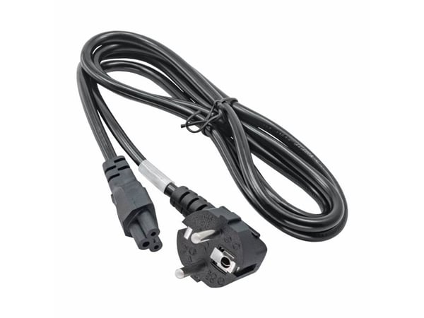 Akyga Pro Series Cloverleaf AK-NB-01A - Virtajohto - virta CEE 7/7 (uros) kulmassa IEC 60320 C5 - 250 V - 2,5 A - 1,5 m - kiinteä - musta