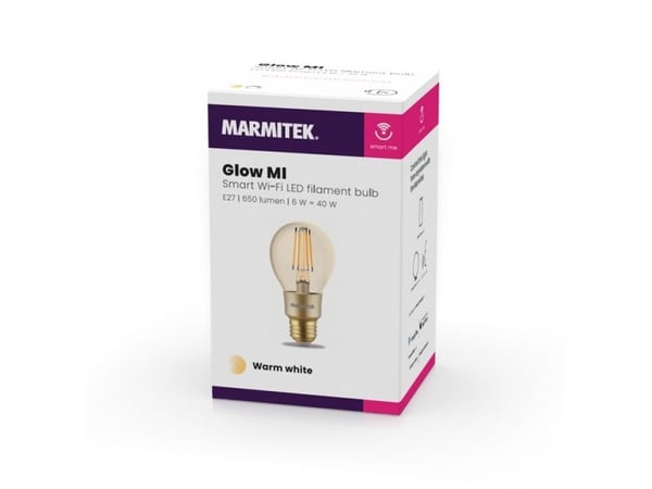 Marmitek Smart me Smart comfort Glow MI - LED-filamentlyspære - form: A60 - E27 - 6 W (ekvivalent 40 W) - klasse E - varmt hvitt lys - 2500 K