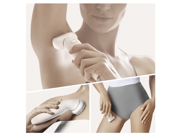 Braun Silk-épil 9 81688639, Vit, Guld, 40 pincetter, Armhåla, Bikini, Framsida lår, Inre överarmar, Exfoliering, LED, Kina