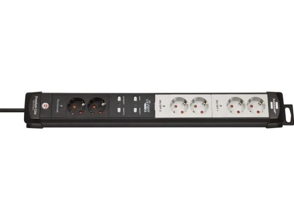 Brennenstuhl Connect Premium-Line, 3 m, Sisätila, Musta, Valkoinen, 6 AC-pistorasia(a), 3600 W, 95 mm