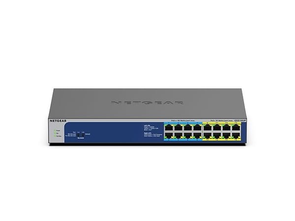 NETGEAR GS516UP - Switch - ikke-styrt - 8 x 10/100/1000 (PoE+) + 8 x 10/100/1000 (PoE++) - stasjonær, rackmonterbar - PoE++ (380 W)