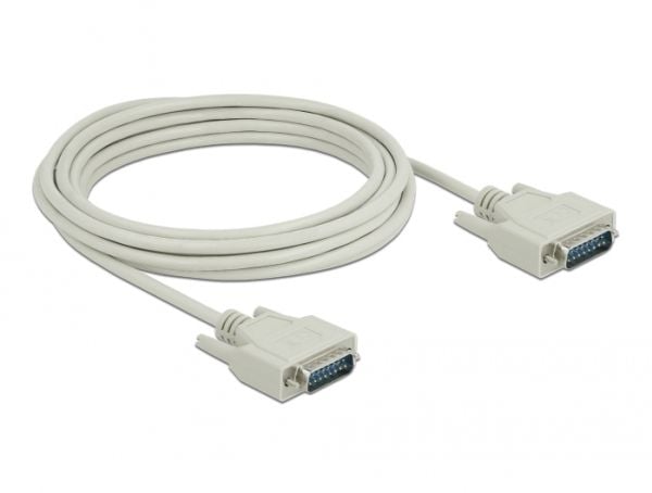 Delock - Seriell kabel - 15 pin D-Sub (DB-15) (hann) til 15 pin D-Sub (DB-15) (hann) - 5 m - tommelskruer - beige