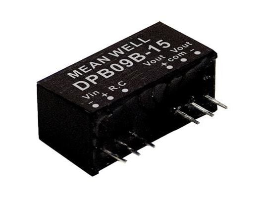 MEAN WELL DPB09B-05, 18 - 36 V, 9 W, 5 V, 0,8 A, RoHS, 24 mm
