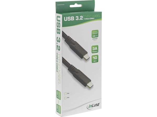 InLine 35705A, 5 m, USB C, USB C, USB 3.2 Gen 1 (3.1 Gen 1), Svart